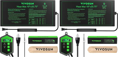 Miniatura 9 de VIVOSUN - Juego combinado de tapete térmico de 48 x 20.75 pulgadas y termostato digital para plántulas, almohadilla de calefacción hidropónica