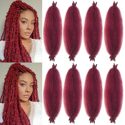 Miniatura 43 de Cabello afro Twist morado degradado de 16 pulgadas, cabello Marley pre-separado para rastas suaves, cabello trenzado Marley Twist Ombre Kinky Spring