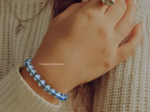 Miniatura 256 de Amazing Gemstone Pulsera de cristal para mujeres y hombres, pulsera de cristal curativo de protección, pulsera elástica con cuentas de piedras