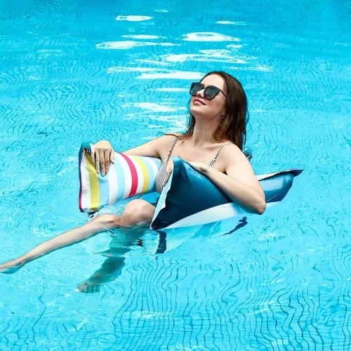 Miniatura 4 de FindUWill Hamaca flotante de tela para piscina, XL, paquete de 2 flotadores inflables multiusos para hamacas de agua