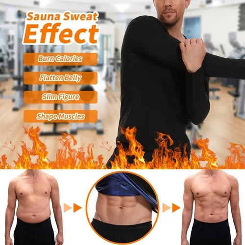 Miniatura 4 de SHAPERIN Camiseta de sauna para hombre, camiseta de sauna para atrapar el calor, traje de sauna, chaleco de sudor, moldeador de cuerpo, gimnasio