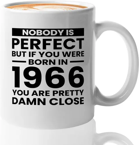 Taza de café de cumpleaños vintage de 11 onzas, color blanco, perfecta para regalo de cumpleaños de 1966-1966, regalos de fiesta, mayores, sabios,