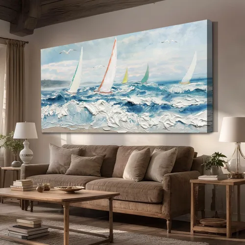 Miniatura 12 de Enartly Arte de pared de paisaje grande para sala de estar y dormitorio, decoración de pared de abedul blanco, lienzo de bosque verde, pintura