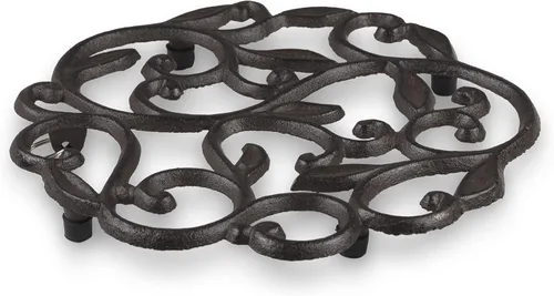 Miniatura 4 de GASARÉ, Salvamanteles de hierro fundido para platos calientes, ollas y sartenes, salvamanteles de metal, diseño de vid, tapas de patas de goma