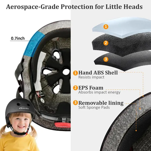 Miniatura 2 de KAMUGO - Casco ajustable para niños, adecuado para niños pequeños de 2 a 14 años, para niños y niñas, seguridad multideportiva para ciclismo