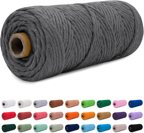 Miniatura 10 de CAMAL Cordón de macramé de 0.157 in x 109 yardas (328.1 ft), cuerda de algodón de color para tejer, manualidades, colgar en la pared, proyectos