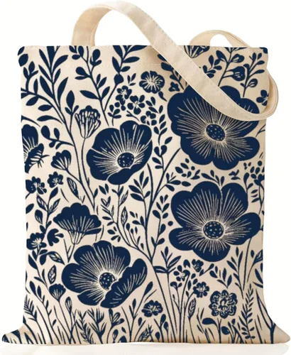 Miniatura 12 de Andeiltech Bolsa de lona para mujer, bolsa de viaje estética, bolsa de hombro reutilizable, regalo de cumpleaños para mamá Flor Mamá