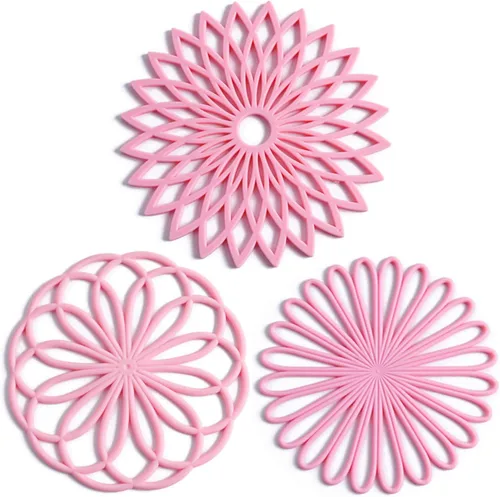 Miniatura 12 de Juego de 3 salvamanteles de silicona, almohadillas calientes para mesa y encimera, salvamanteles para platos calientes, antideslizantes y 2-GRIS