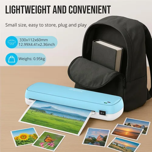 Miniatura 3 de Suntiko Máquina laminadora con 10 hojas, calentamiento rápido para documentos y fotos A4/A5/A6, oficina, escuela, uso doméstico, suministros