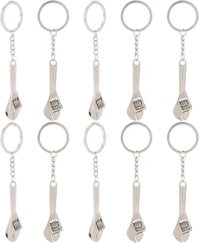 GLOGLOW 10 piezas de mini herramienta de llave, llave de aleación Ti, llavero de metal, llavero colgante para llavero, bolsas, accesorios de