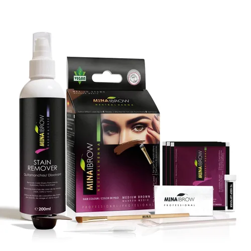 Miniatura 30 de MINA iBrow Kit de Color de Henna Profesional para Cabello con Paquete Combinado de Pincel Cubre Cabello Canoso - Dura hasta 6 semanas Sin