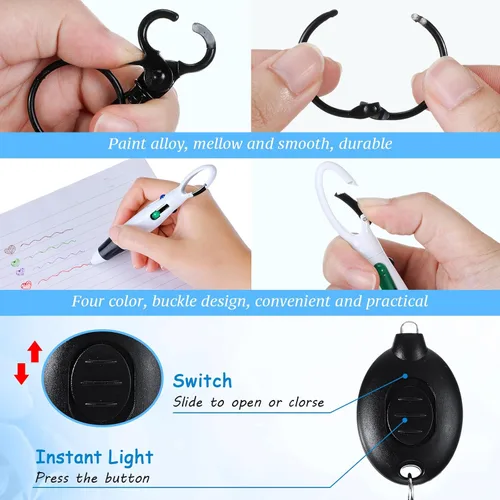 Miniatura 3 de 30 piezas de clip retráctil para bolígrafo de lanzadera con mini resaltador, bolígrafo de insignia de enfermera, marcador de neón, llavero LED, clip