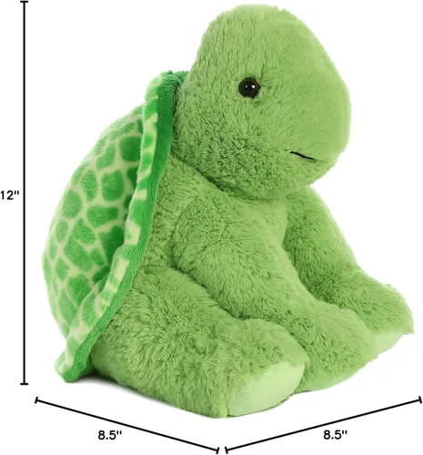 Miniatura 5 de Aurora® Peluche de tortuga de peluche – Comodidad acogedora – Acurruces sin fin – Verde 14 pulgadas