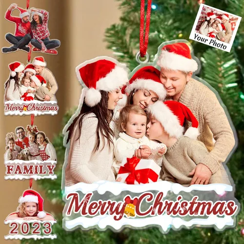 Miniatura 8 de Adornos de Navidad personalizados con foto personalizada, adornos acrílicos personalizados con texto de imagen personalizado 2023, familia, pareja