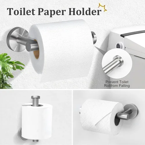 Miniatura 4 de TURS Juego de 10 piezas de accesorios de baño de níquel cepillado, juego de barra de toalla de baño de acero inoxidable SUS304 de 61 cm, kit