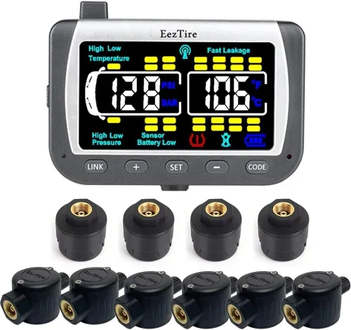 Miniatura 12 de EEZ RV Products EEZTire - Sistema de monitoreo de presión de neumáticos en tiempo real/24x7 - Monitor a color + 4 sensores + Sistema de refuerzo