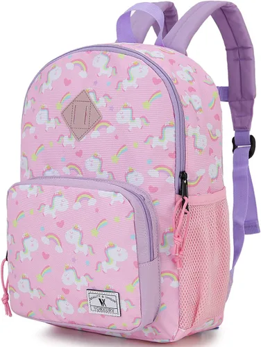 VONXURY - Mochila para niños, linda y ligera con hebilla en el pecho, pequeña mochila para niños y niñas, Unicornio rosa 1, M, Mochilas tipo mochila