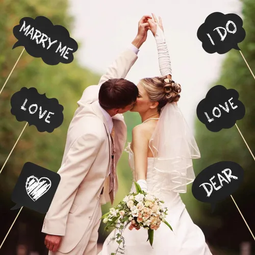 Miniatura 3 de LUOEM 20 letreros de pizarra de tiza para cabina de fotos, accesorios divertidos para fotos de selfies, bonitos letreros de mensaje para bodas