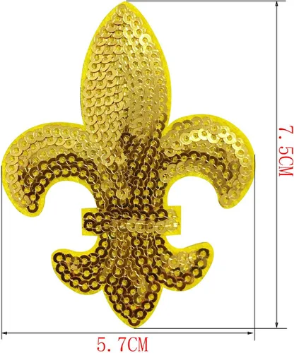 Miniatura 2 de 10 parches de lentejuelas doradas de flor de lis, parches termoadhesivos para ropa de manualidades, sombreros de vestir Modelo 5