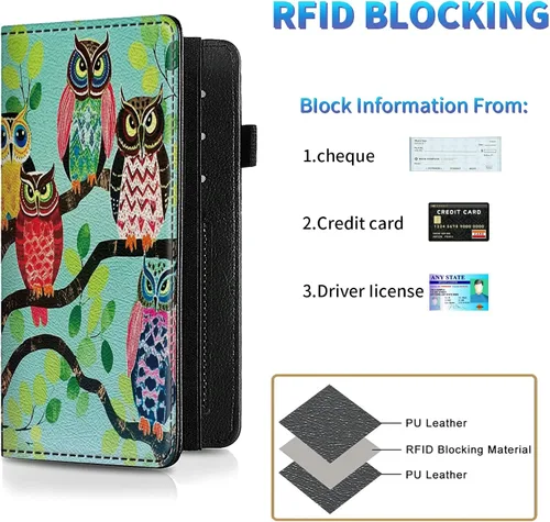 Miniatura 10 de Funda para chequera para hombres y mujeres, cartera de cuero RFID con ranuras para tarjetas de crédito, soporte de cheques duplicados personales