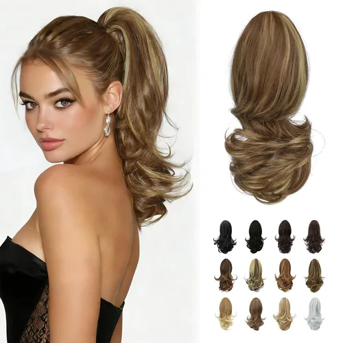 Miniatura 9 de Sofeiyan Extensión de cola de caballo de 11 pulgadas con clip de garra, extensiones de cabello con cola de caballo, cola de caballo larga y rizada