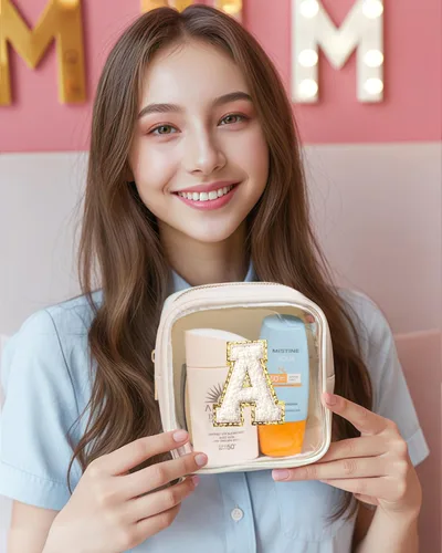Miniatura 5 de KOTORA Bolsa de Maquillaje Inicial, Bolsa de Viaje de Artículos de Aseo, Bolsa de Maquillaje Transparente, Bolsas de Cosméticos Organizadoras