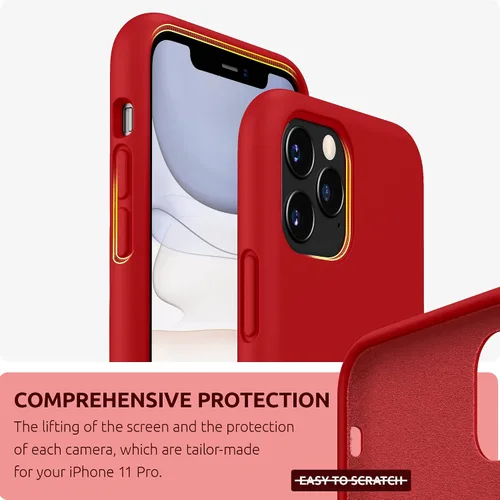 Miniatura 3 de SURPHY Funda compatible con iPhone 11 Pro de 5.8 pulgadas, funda gruesa de silicona líquida (con forro de microfibra) para 11 Pro 2019, color rojo