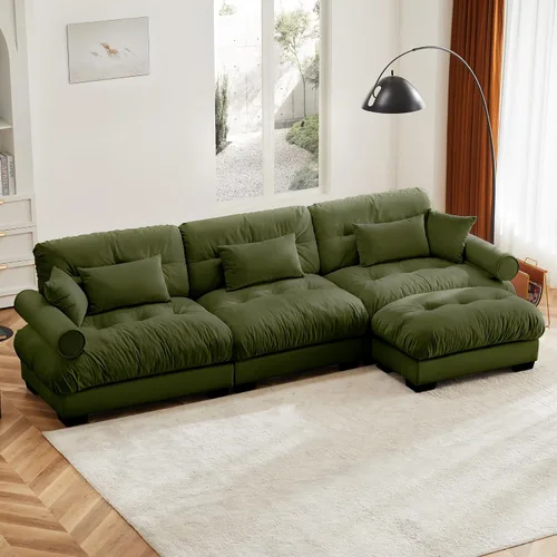 Miniatura 53 de Otomana beige para sofá modular modular, sofá individual, asiento otomano para sofá modular convertible, sofás de terciopelo para sala de estar