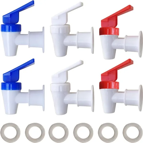 Grifo enfriador de repuesto, 2 grifos dispensadores de agua blancos y 2 rojos y 2 azules, espita de plástico de rosca interna