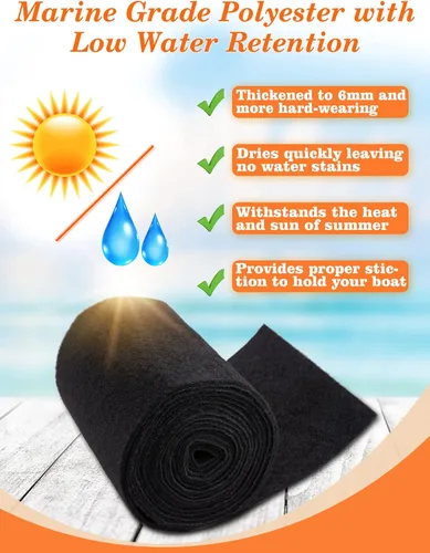 Miniatura 4 de PAMASE Boat Trailer Bunk Carpet - Ultra Thick Wear-Resistant Marine Carpeting Covers for Boat Lift Bunks, Shock Absorption Padding Mats Parts
