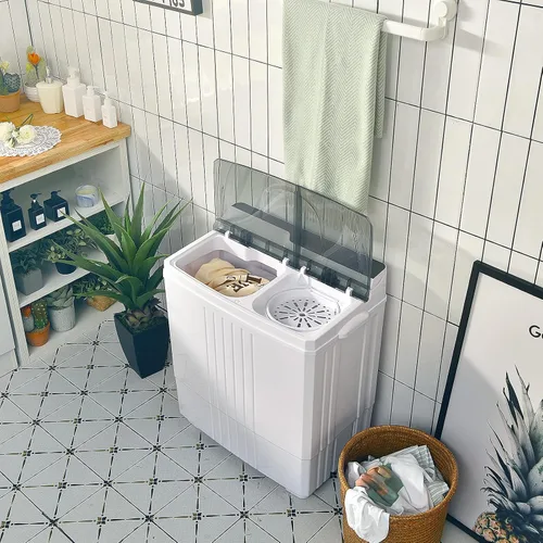 Miniatura 6 de Giantex Lavadora portátil, capacidad de 21 libras, lavadora de 14.4 libras y centrifugado de 6.6 libras, compacta para apartamento y RV, blanco