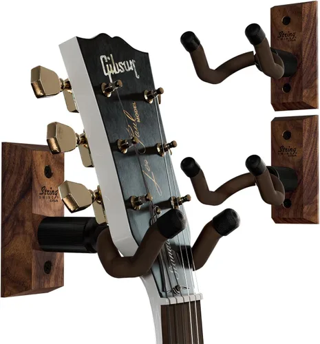 Miniatura 9 de String Swing CC01K-BW Soporte de pared para guitarras acústicas y eléctricas con soporte de pared de nogal negro