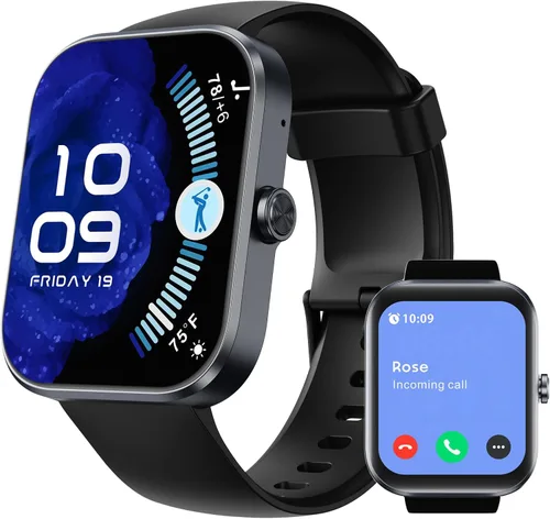 BLUELOVER Reloj inteligente para hombre y mujer, 1.9 pulgadas, reloj deportivo para mujer, con llamadas y mensajes/frecuencia cardíaca/ciclo