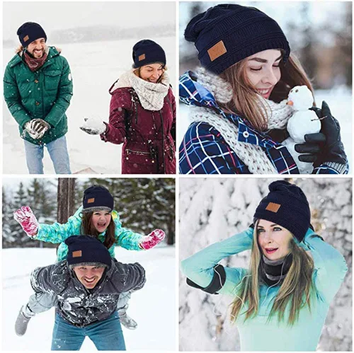Miniatura 6 de Juego de bufanda con forro polar y gorro de invierno para hombre de 2 piezas