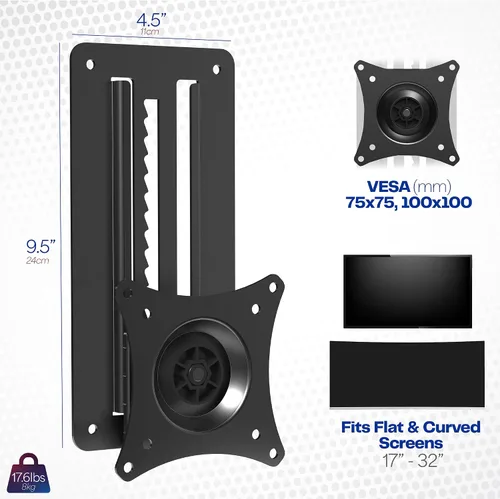 Miniatura 3 de VIVO MOUNT-VW01A - Soporte de pared articulado de altura ajustable para monitor individual de 17 a 32 pulgadas, para estaciones de trabajo de pie