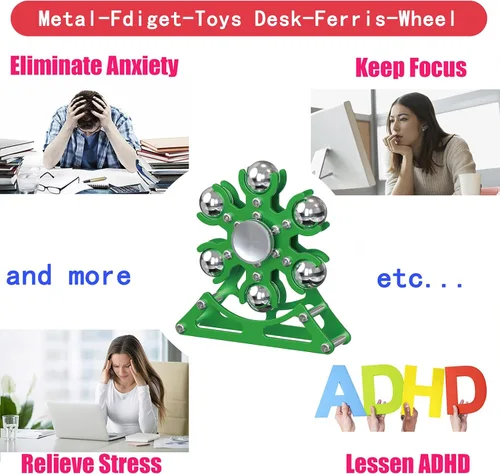 Miniatura 5 de Juguetes de escritorio para carrusel giratorio: Spinner de metal cinético de 4 minutos, gadgets geniales para niños, adolescentes, adultos, juguete