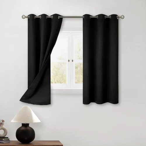 BGment Cortinas de 45 pulgadas para dormitorio - Cortinas opacas cortas para ventana pequeña/café, cortinas con aislamiento térmico con ojales, 2