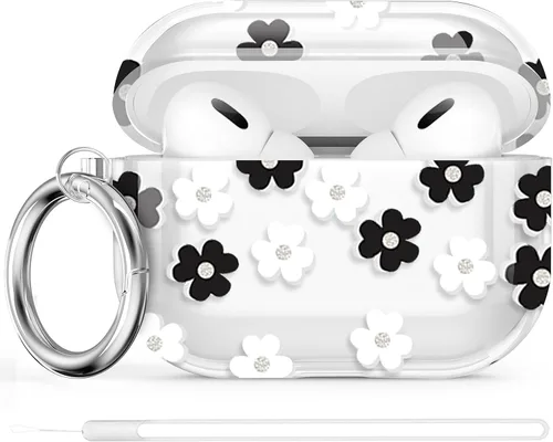 Miniatura 32 de Maxjoy Funda compatible con AirPods Pro, funda con diseño de vaca clara para mujeres y niñas, bonita funda protectora suave con llavero compatible