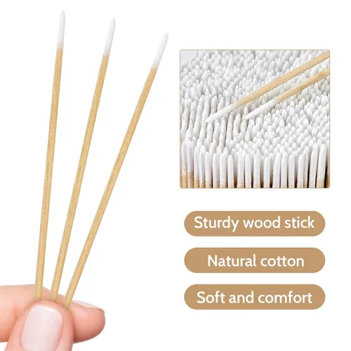 Miniatura 3 de 200 hisopos de algodón puntiagudos, hisopos de algodón microblading de precisión de 4 pulgadas, micro palos para suministros de uñas, maquillaje