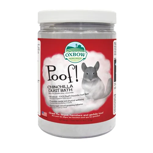 Oxbow POOF! Baño de Polvo para Chinchillas, 100% Natural Polvo Azul Belleza para Chinchillas, Degus, Gerbillos y Hámsters, Aseo para Animales