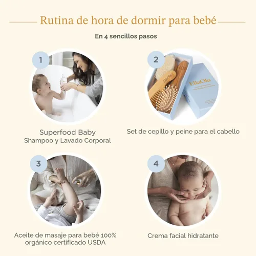 Miniatura 7 de ELLAOLA Juego de cepillo y peine de bambú natural, 3 piezas - Cepillo para costra láctea, cepillo de masaje para el cabello, peine de bambú