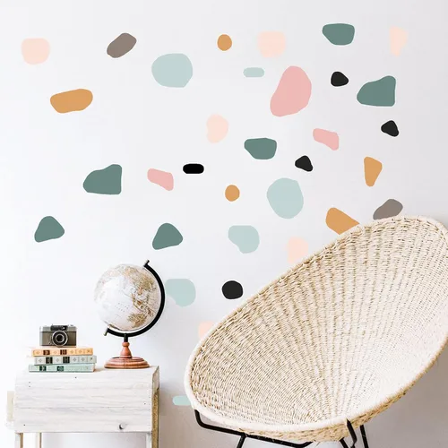 iinuu - Calcomanías de pared de lunares bohemios, estilo bohemio, neutros, para dormitorio, sala de estar, oficina, guardería (1)