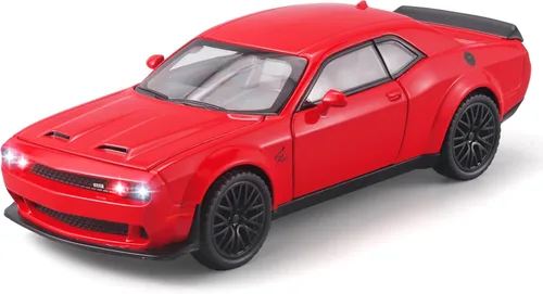 Miniatura 7 de OANMYJJO Autos de juguete para niños 1/32 Challenger Hellcat - Autos de juguete de metal fundido a presión, auto Hellcat con luz y música, auto
