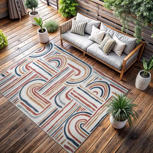 Miniatura 82 de CAMILSON Alfombra para Interiores y Exteriores, Alfombras de Área Azules 5x7 con Hojas Tropicales Botánicas para Patios Interiores y Exteriores