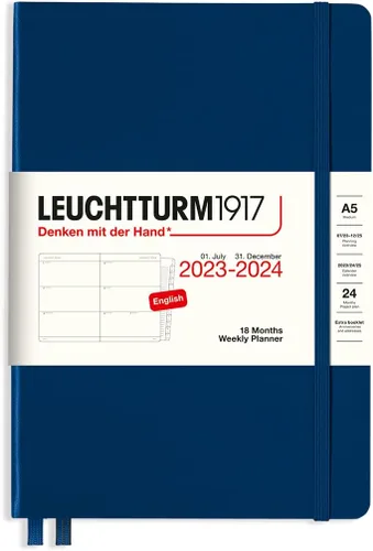 Miniatura 7 de LEUCHTTURM1917 - Agenda semanal de 18 meses de tapa dura mediana A5, julio de 2023 - diciembre de 2024, inglés, tapa dura, lila