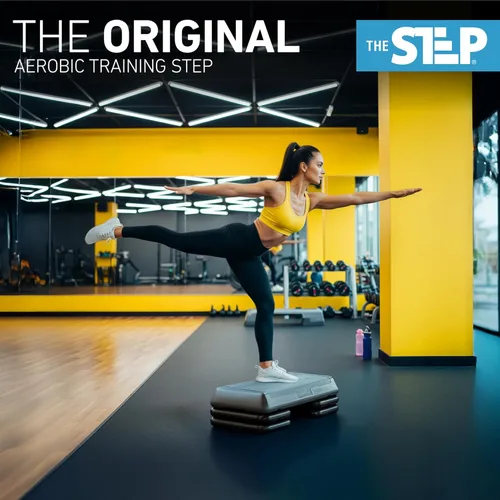 Miniatura 2 de Freestyle STEP Plataforma de escalón para ejercicio, Stepper de tamaño circuito para ejercicio en casa Plateado/Negro