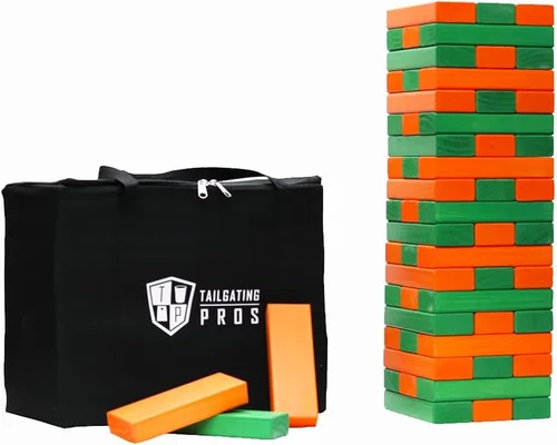 Miniatura 36 de Tailgating Pros Maderas Gigantes Premium que se Derrumban con Estuche de Transporte – ¡Elige los Colores de tu Equipo! Juego Gigante para Patio al