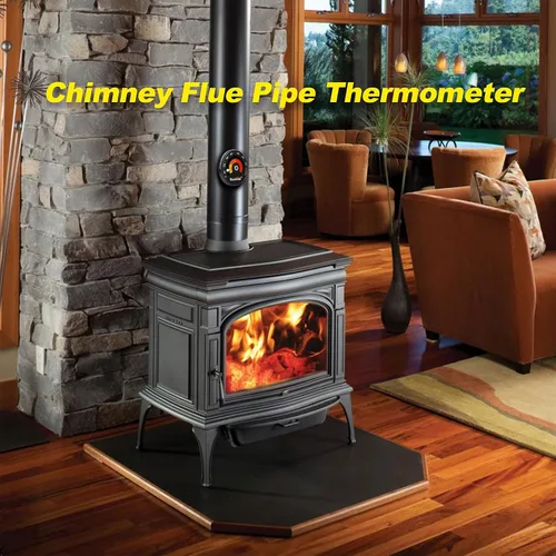 Miniatura 5 de Stanbroil Termómetro de madera magnético del tubo de la estufa, metro de temperatura del tubo de combustión para el tubo de madera de la chimenea