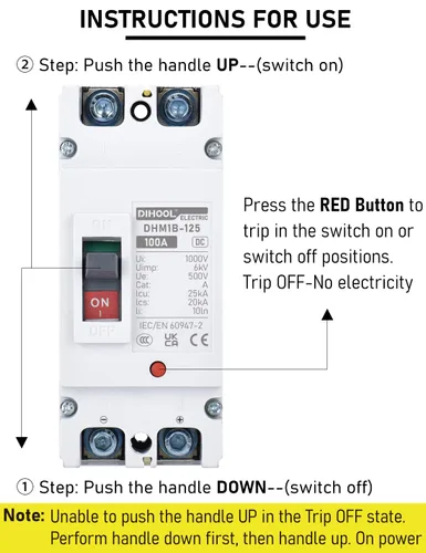 Miniatura 8 de DIHOOL Interruptor Principal de 100 Amperios CC, Interruptor de Desconexión de Batería de 500V, Interruptor Maestro para Motor de Arrastre de Barco