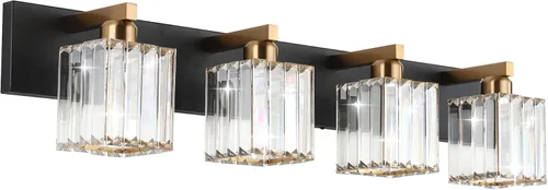Miniatura 17 de Aipsun Accesorios de Luz Negros para Tocador de Baño Lámpara de Tocador Moderna de Cristal para Baño 4 Luces (Excluye Bombilla)